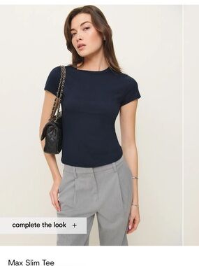 Reformation Classic Navy Slim Crewneck Tee - Women